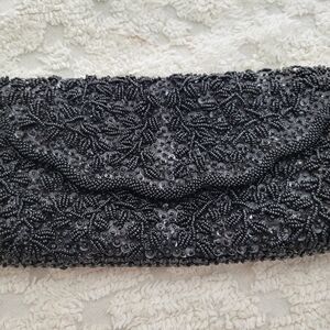 Elegant Black Beaded Clutch